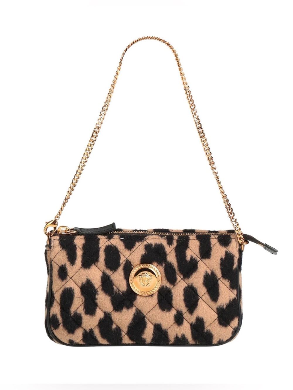 Versace La Medusa Leopard Quilted Pochette / Mini Shoulder Bag NWT Authentic